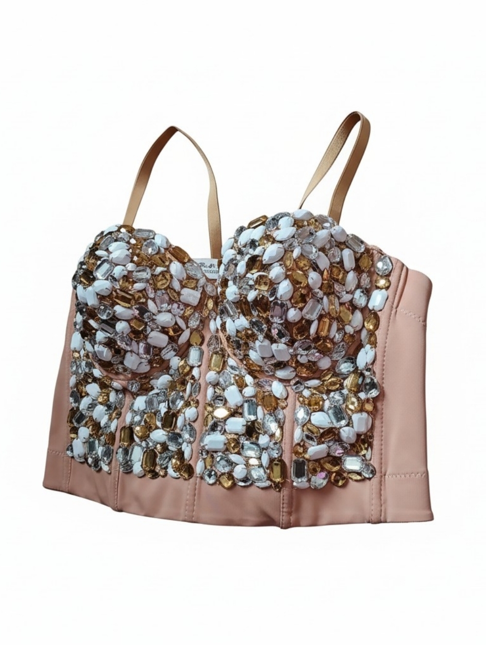 Embellished Pink Bustier Crop Top - Brand: